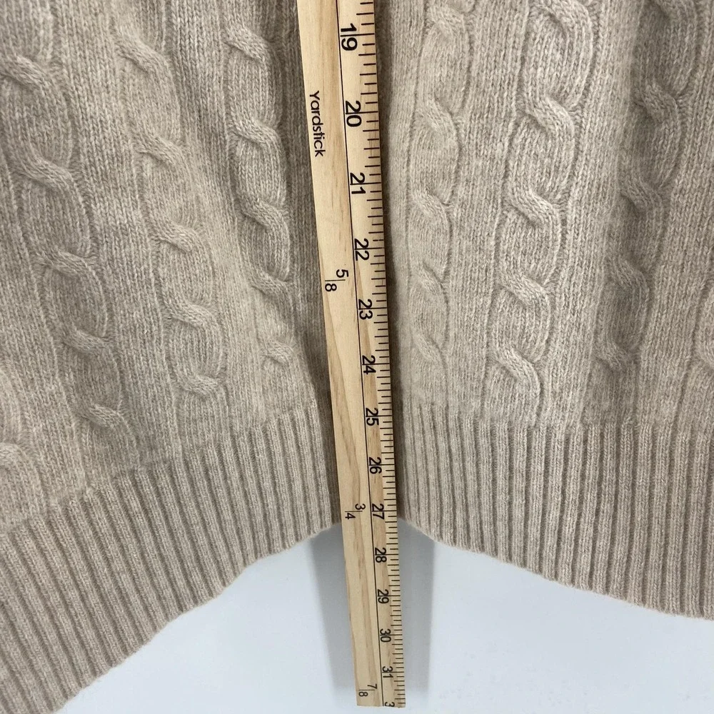 J Crew Sweater Mens XLT Tan Cable Knit 1/4 Zip Lambswool Angora Cashmere‎ Soft